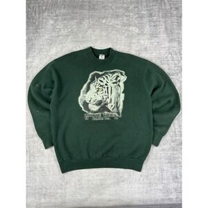 Vtg Nature Sweatshirt Mens XL Green White Tiger Canada Graphic 90s Crewneck